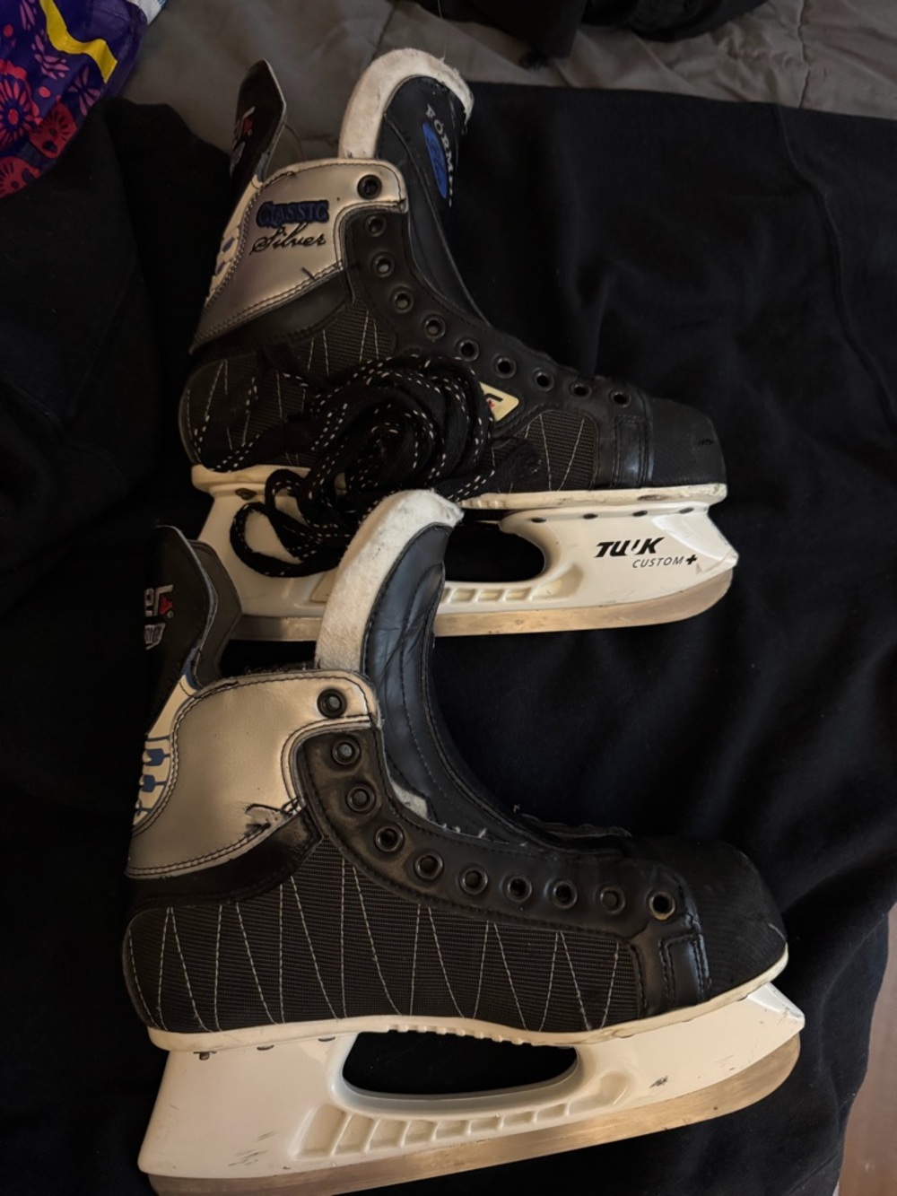 Bauer Skates in Black and White with Silver Accents